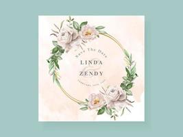 cartão de convite de casamento desenhado à mão floral de vegetação elegante vetor