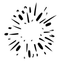 starburst, sunburst desenhado à mão. elemento de design fogos de artifício raios pretos. efeito de explosão em quadrinhos. radiantes, linhas radiais. vetor