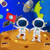 Dois astronautas explorando o planeta vetor