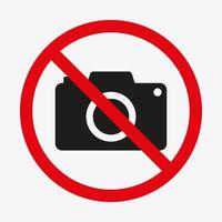 símbolo de fotografia não permitido. sinal de proibição de câmera. vetor