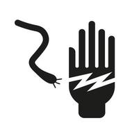 símbolo preto de perigo de eletricidade isolado no fundo branco. é proibido tocar em objetos elétricos. ícone de vetor de eletricidade de cautela. símbolo de vetor de cabo elétrico e mão. alta voltagem