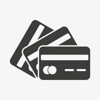 ícone de vetor de três cartões de crédito. sinal de cartão de débito
