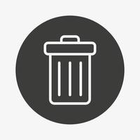 ícone de lixeira em círculo. símbolo de vetor de caixote do lixo. lixo, lixo, desperdício