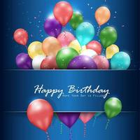 feliz aniversário de balões coloridos em fundo azul vetor
