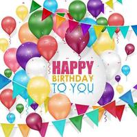 feliz aniversário de balões coloridos em fundo branco. vetor