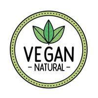 vegan natural em moldura redonda vetor