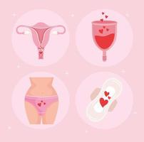 ícones higiene menstrual vetor