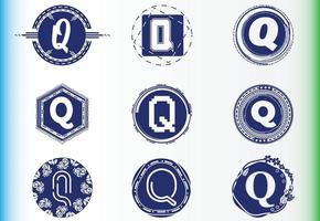 pacote de modelo de design de logotipo e ícone de letra q vetor