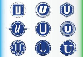 pacote de modelo de design de logotipo e ícone de letra u vetor