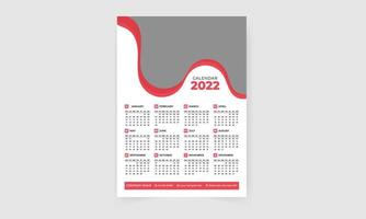 modelo de calendário mínimo corporativo, design de calendário de parede 2022 com vetor