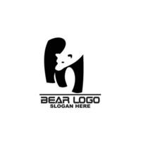 desenhos de ícone de logotipo de urso, silhueta vetor