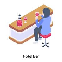 a ilustração isométrica do bar do hotel está disponível para uso premium vetor