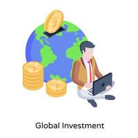 um ícone de conceito isométrico criativo de investimento global vetor