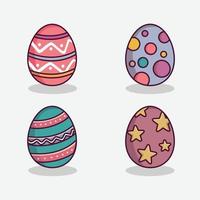 coleção de ovos de dia de páscoa de desenhos animados plana. decoração de elemento do dia de páscoa vetor