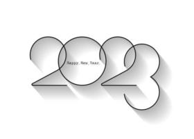2023 design de logotipo de ano novo. cartão de férias. ilustração vetorial. design de férias para cartão de felicitações, convite, calendário, festa, rótulo de feriado preto isolado no fundo branco vetor