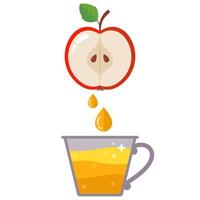 esprema o suco das maçãs em um copo. espremedor de frutas. ilustração vetorial plana. vetor