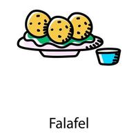 comida turca, ícone desenhado à mão de falafel vetor