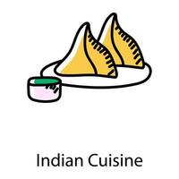 ícone desenhado à mão de prato indiano vetor