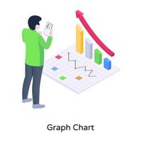 dados descritivos de negócios, ilustração isométrica de gráfico de crescimento vetor