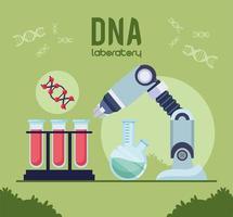 laboratório de DNA com equipamentos vetor