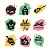 nove rótulos de cozinheiros de alimentos