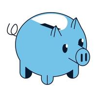 economia de porquinho azul vetor