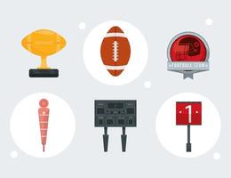 seis ícones do futebol americano vetor