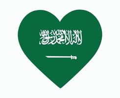 bandeira da arábia saudita emblema da ásia nacional ícone do coração ilustração vetorial elemento de design abstrato vetor