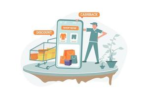ilustração de ofertas de compras online via celular vetor
