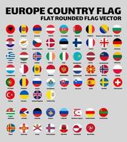 conjunto de todas as bandeiras de países da europa vetor plano arredondado