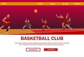 modelo de web de ilustração de basquete plana vetor