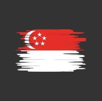 pinceladas de bandeira de singapura vetor