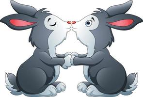 fofo um casal de coelhos se beijando vetor