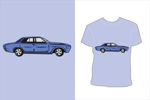design de camiseta de ilustração de carro velho de músculo azul vetor