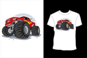 design de camiseta de ilustração de caminhão monstro grande vetor