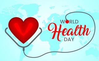 banner do dia mundial da saúde com design de coração vetor