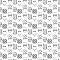 padrão sem emenda com vasos de flores em um fundo branco. fundo de estilo doodle de vetor monocromático