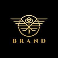 design de logotipo de chave de mosca de luxo
