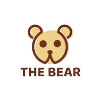 design de logotipo de linha de urso simples vetor