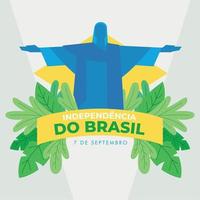 cartaz do dia da independência do brasil vetor da estátua do cristo redentor