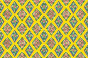 flor rosa e azul em amarelo. design tradicional de padrão oriental étnico geométrico para plano de fundo, tapete, papel de parede, roupas, embrulho, batik, tecido, estilo de bordado de ilustração vetorial vetor