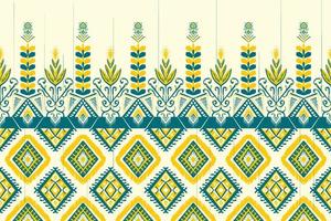 flor amarela e azul índigo em marfim. design tradicional de padrão oriental étnico geométrico para plano de fundo, tapete, papel de parede, roupas, embrulho, batik, tecido, estilo de bordado de ilustração vetorial vetor