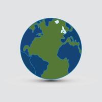 globo da terra com continentes verdes. mundo moderno vetor