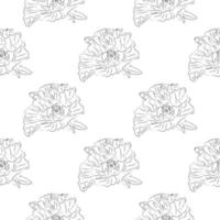 sem costura floral abstrato branco com flores de linha branca. linha arte vector floral fundo. têxtil botânico