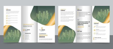 modelo de design de brochura com três dobras para sua empresa, corporativa, negócios, publicidade, marketing, agência e negócios na Internet. vetor