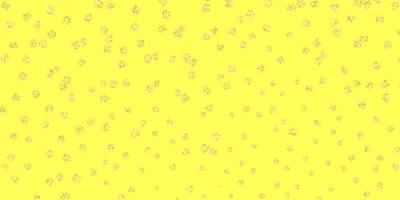 modelo de doodle de vetor rosa e amarelo claro com flores.