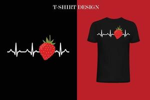 design de camiseta de batimento cardíaco de morango vetor