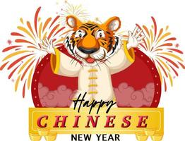 design de cartaz de ano novo chinês com tigre