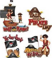 conjunto de personagens de desenhos animados piratas vetor