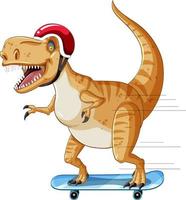 dinossauro tiranossauro rex no skate no estilo cartoon vetor